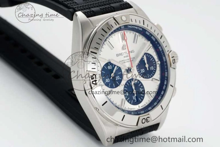 Chronomat B01 42mm SS TF 1:1 Best Edition Silver Dial on Black Rubber Strap A Efficient 5532