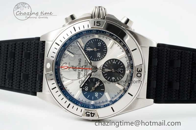 Chronomat B01 42mm SS TF 1:1 Best Edition Silver Dial on Black Rubber Strap A Efficient 5532