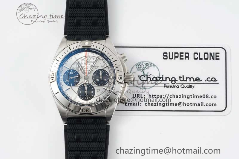 Chronomat B01 42mm SS TF 1:1 Best Edition Silver Dial on Black Rubber Strap A Efficient 5532