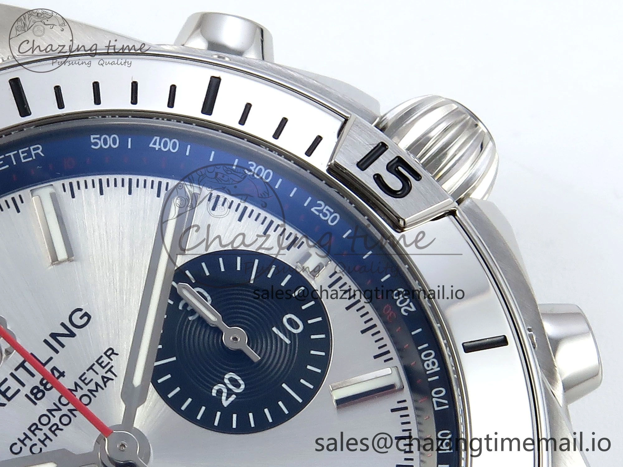 Reliable Chronomat B01 42mm SS TF 1:1 Best Edition Silver Black Dial on Black Rouleaux Strap A7750 V 5438