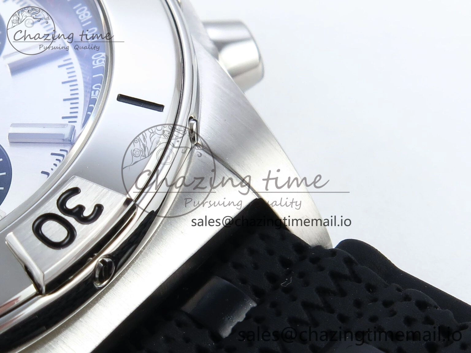 Reliable Chronomat B01 42mm SS TF 1:1 Best Edition Silver Black Dial on Black Rouleaux Strap A7750 V 5438