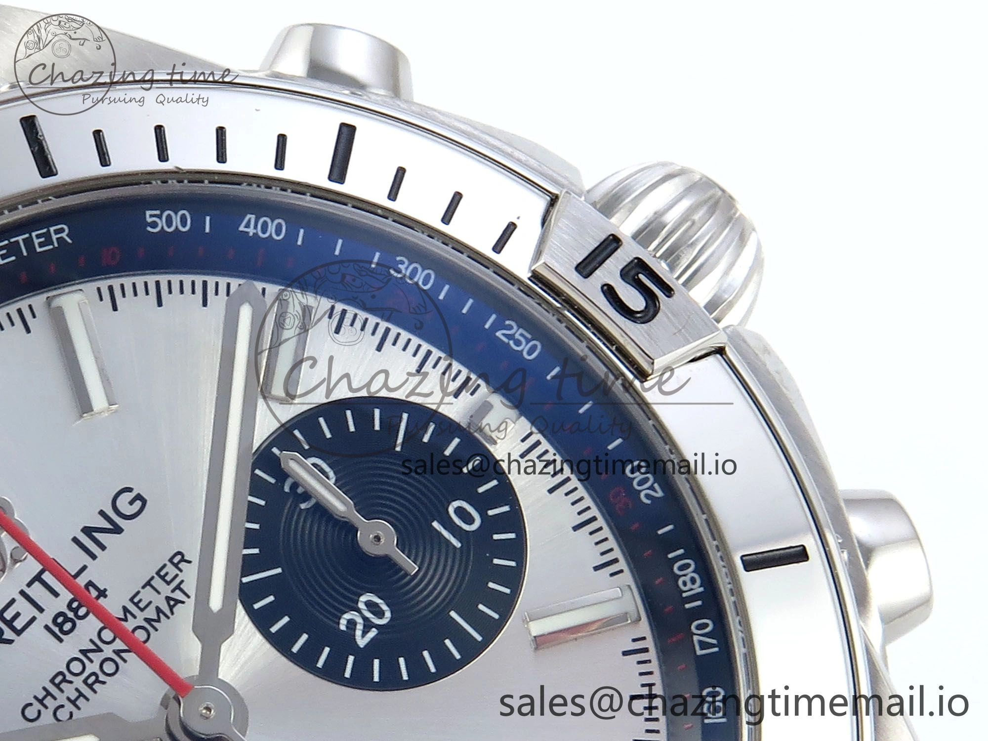 Breathable Chronomat B01 42mm SS TF 1:1 Best Edition Silver Black Dial on SS Bracelet A7750 V 5465