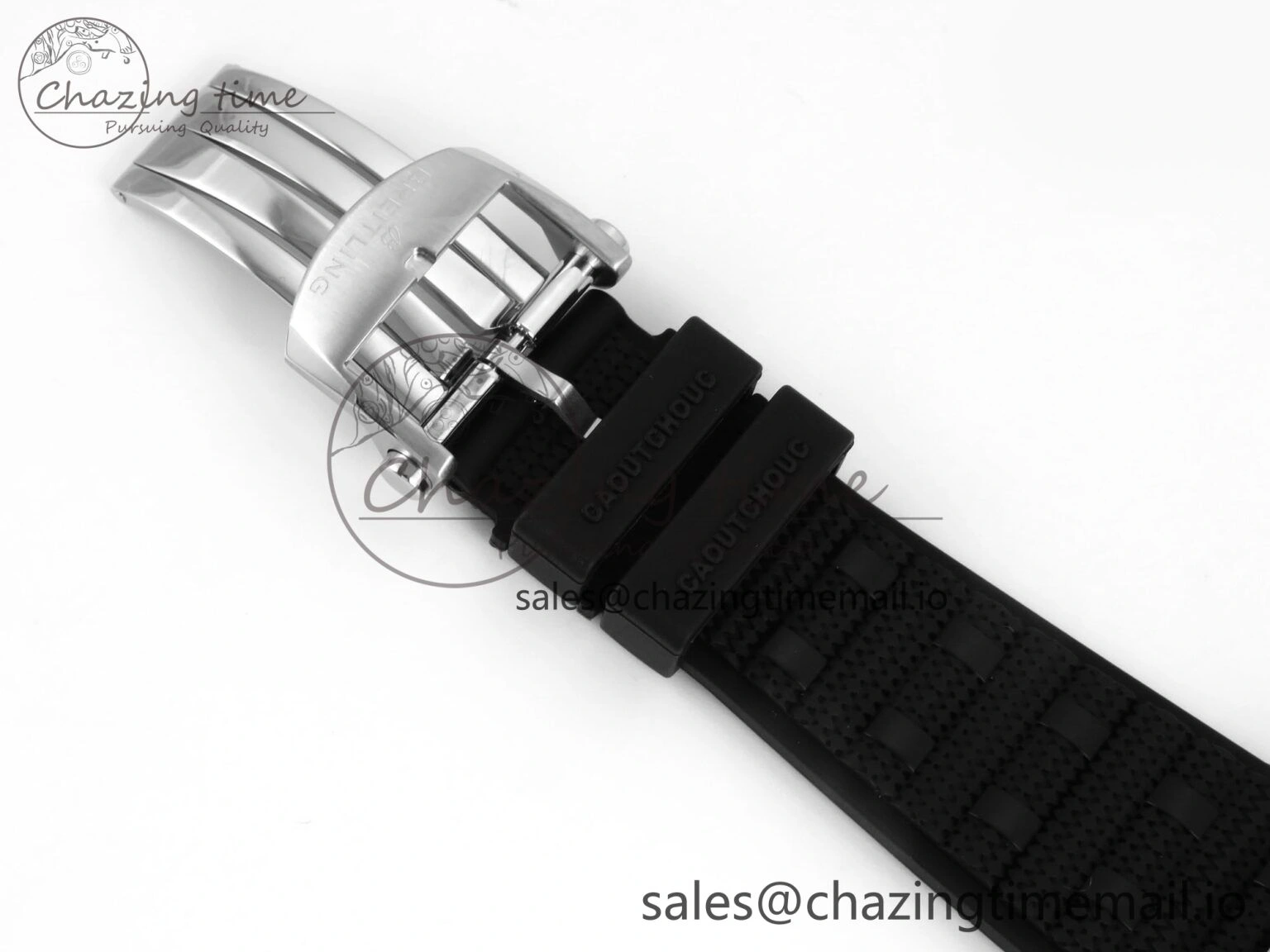 WellDesigned Chronomat B01 42mm SS RG TF 1:1 Best Edition Blue Dial on Black Rouleaux Strap A7750 V 5445
