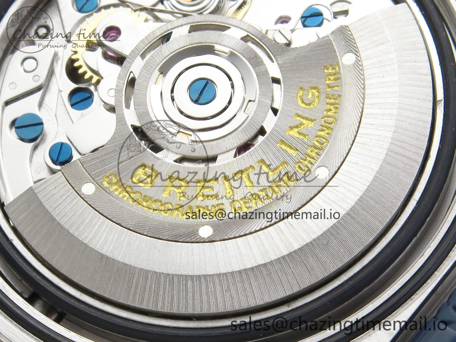 WellDesigned Chronomat B01 42mm SS RG TF 1:1 Best Edition Blue Dial on Black Rouleaux Strap A7750 V 5445