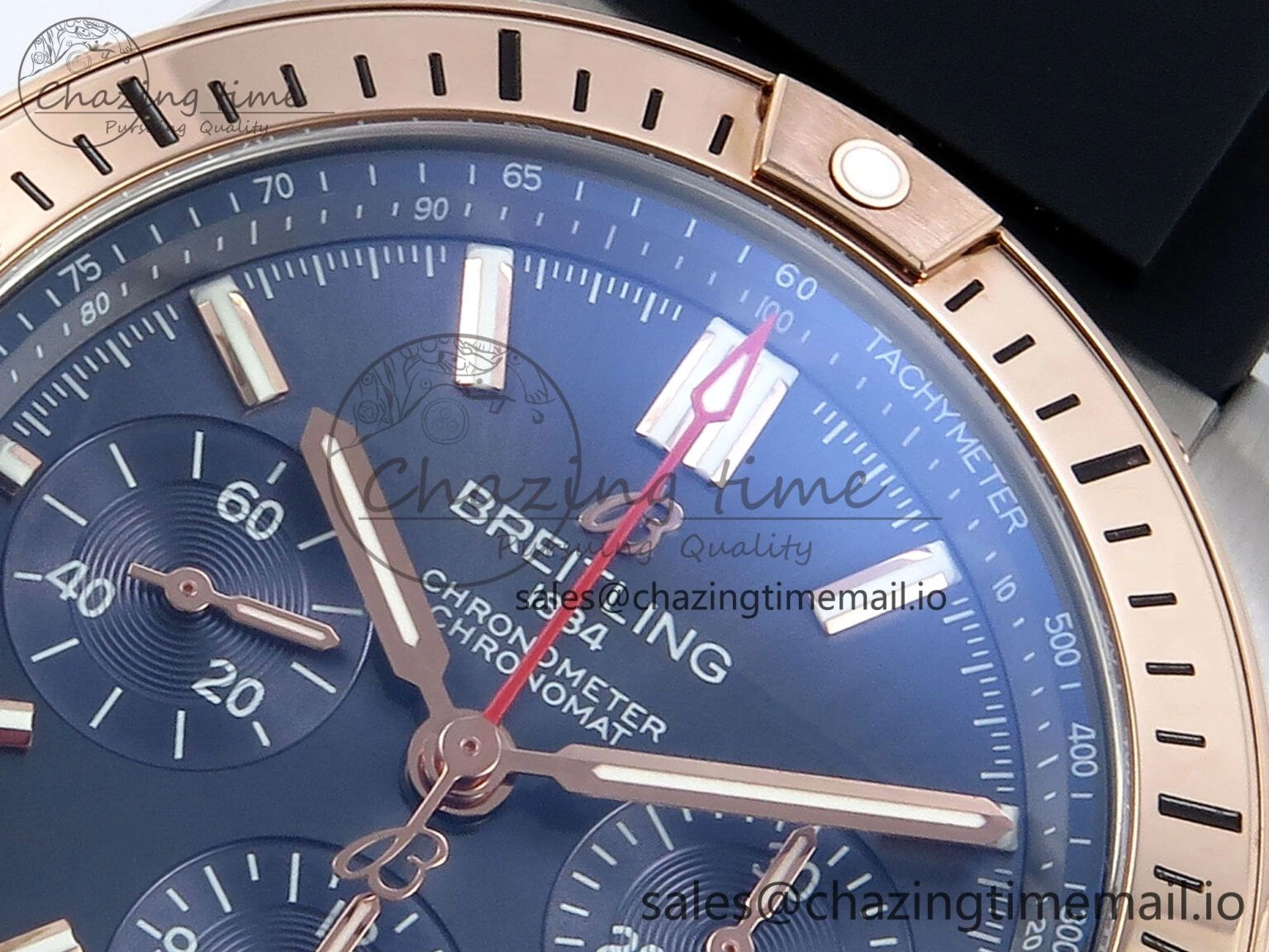 Modern Chronomat B01 42mm SS RG TF 1:1 Best Edition Blue Dial on Black Rubber Strap A7750 V 5456