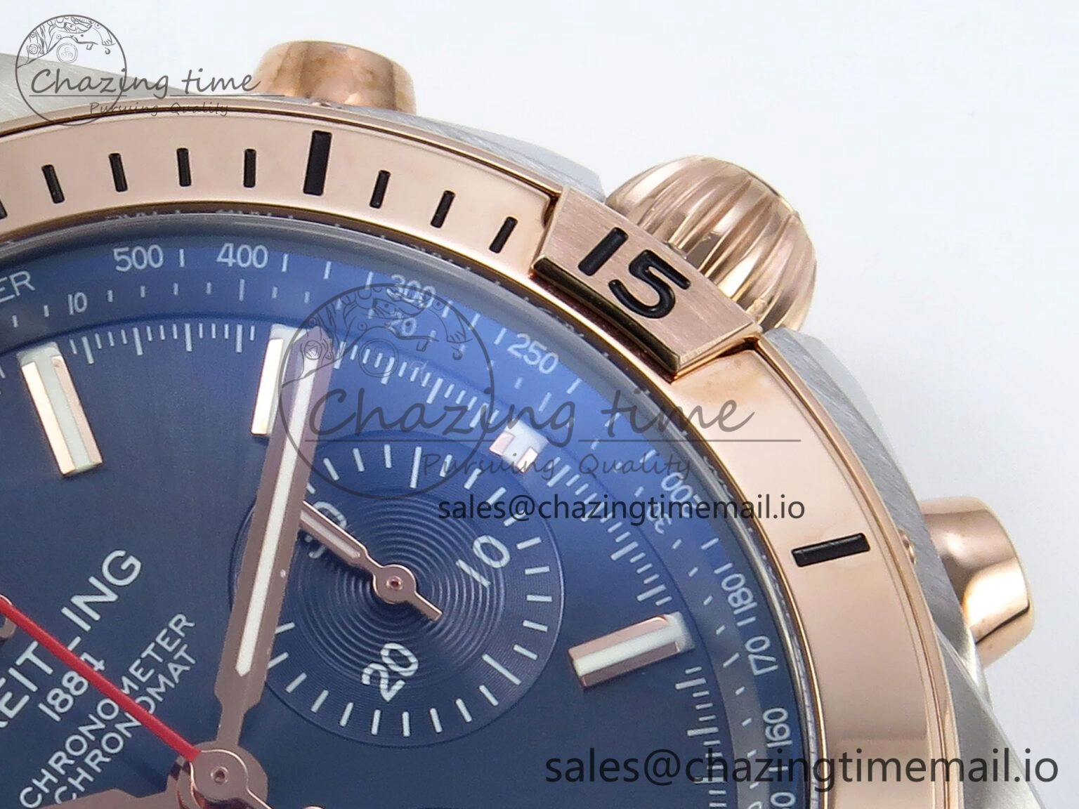 Modern Chronomat B01 42mm SS RG TF 1:1 Best Edition Blue Dial on Black Rubber Strap A7750 V 5456