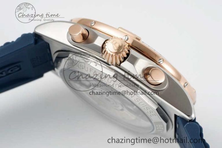 Chronomat B01 42mm SS RG TF 1:1 Best Edition Blue Dial on Blue Rubber Strap A Sleek 5527