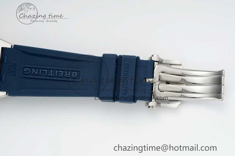 Chronomat B01 42mm SS RG TF 1:1 Best Edition Blue Dial on Blue Rubber Strap A Sleek 5527