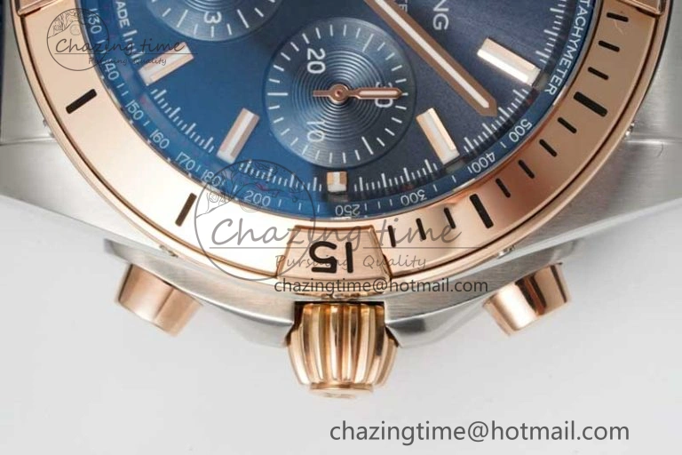 Chronomat B01 42mm SS RG TF 1:1 Best Edition Blue Dial on Blue Rubber Strap A Sleek 5527