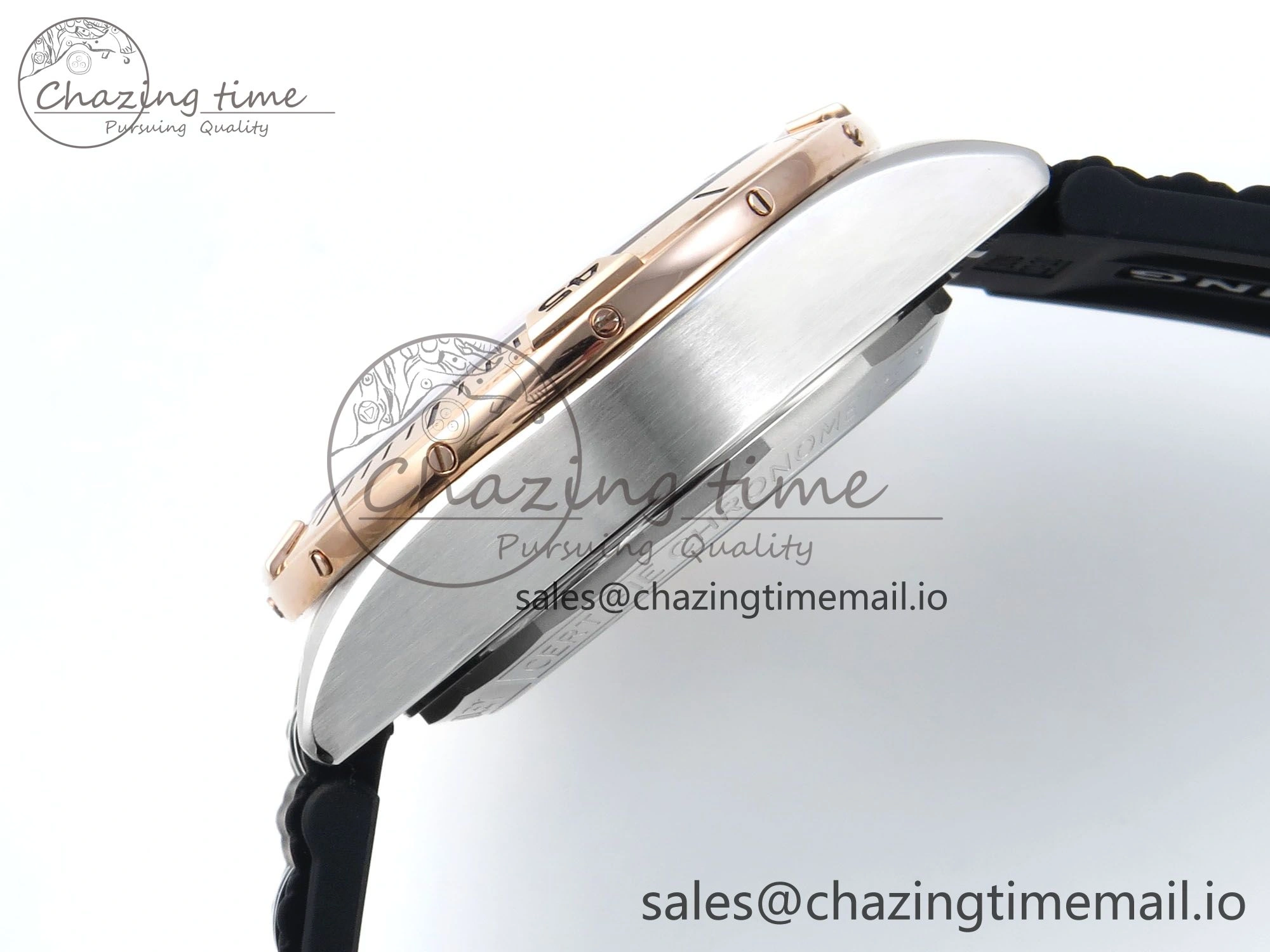 Sophisticated Chronomat B01 42mm SS RG TF 1:1 Best Edition Brown Dial on Black Rouleaux Strap A7750 V 5443