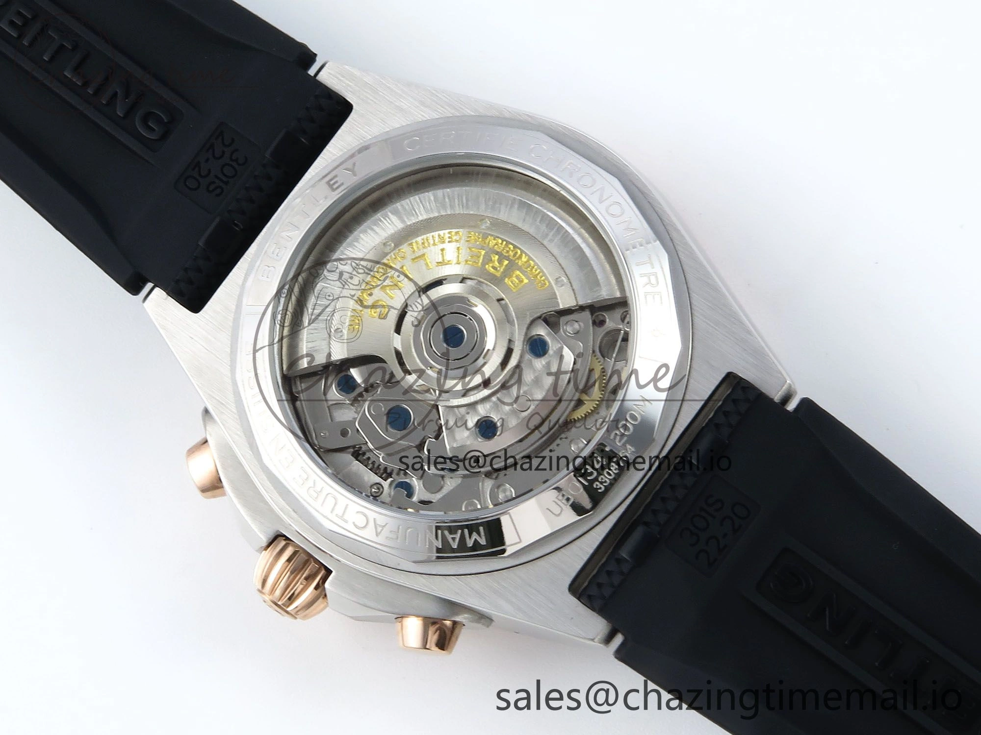 Sophisticated Chronomat B01 42mm SS RG TF 1:1 Best Edition Brown Dial on Black Rouleaux Strap A7750 V 5443