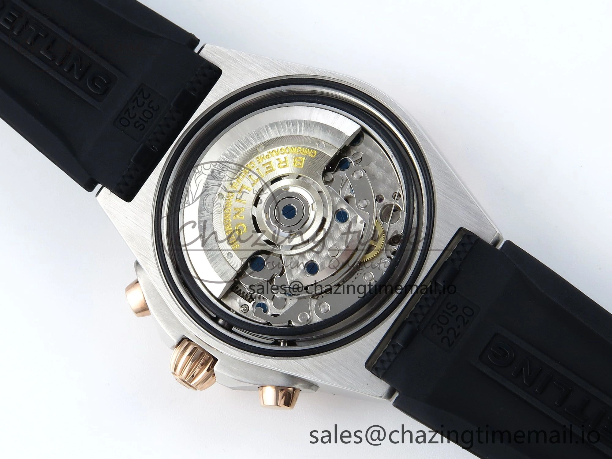 Sophisticated Chronomat B01 42mm SS RG TF 1:1 Best Edition Brown Dial on Black Rouleaux Strap A7750 V 5443