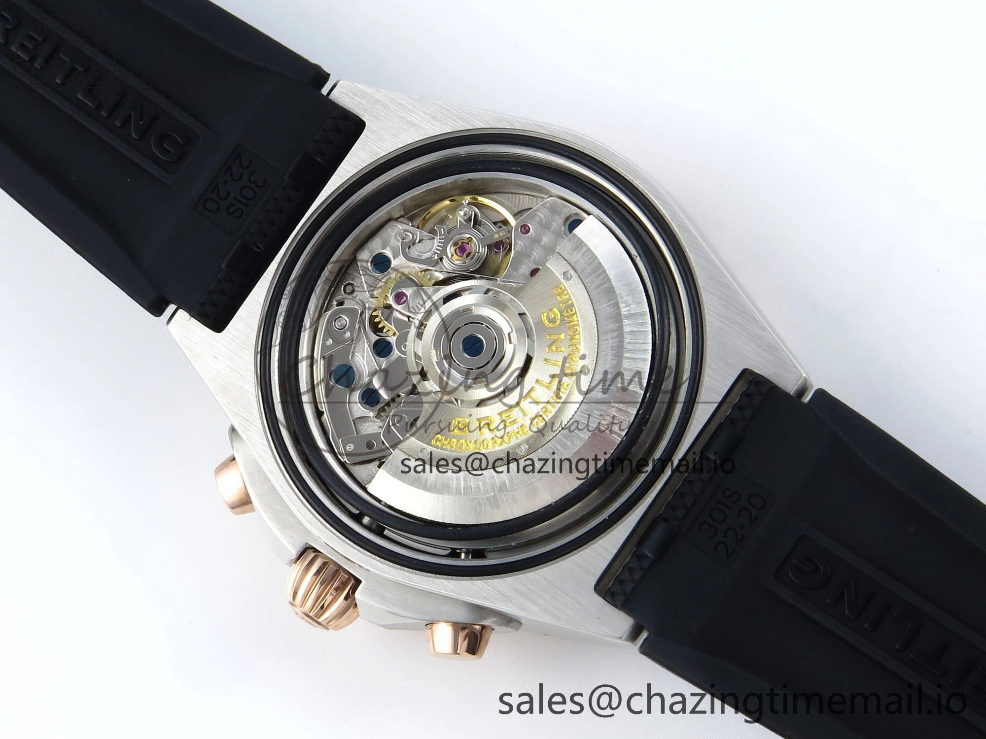 Sophisticated Chronomat B01 42mm SS RG TF 1:1 Best Edition Brown Dial on Black Rouleaux Strap A7750 V 5443