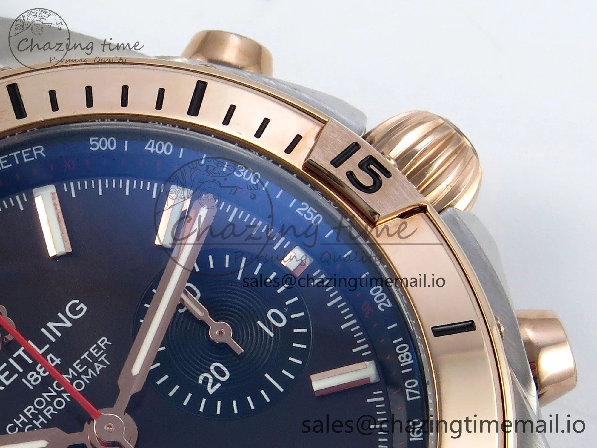 Sophisticated Chronomat B01 42mm SS RG TF 1:1 Best Edition Brown Dial on Black Rouleaux Strap A7750 V 5443