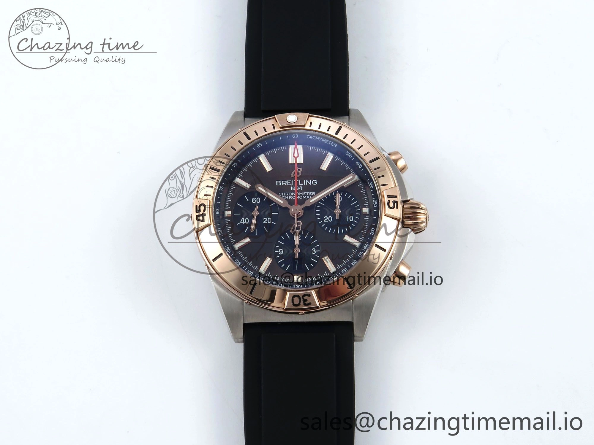 Chronomat B01 42mm SS RG TF 1:1 Best Edition Brown Dial on Black Rubber Strap A7750 V StreetReady 5454