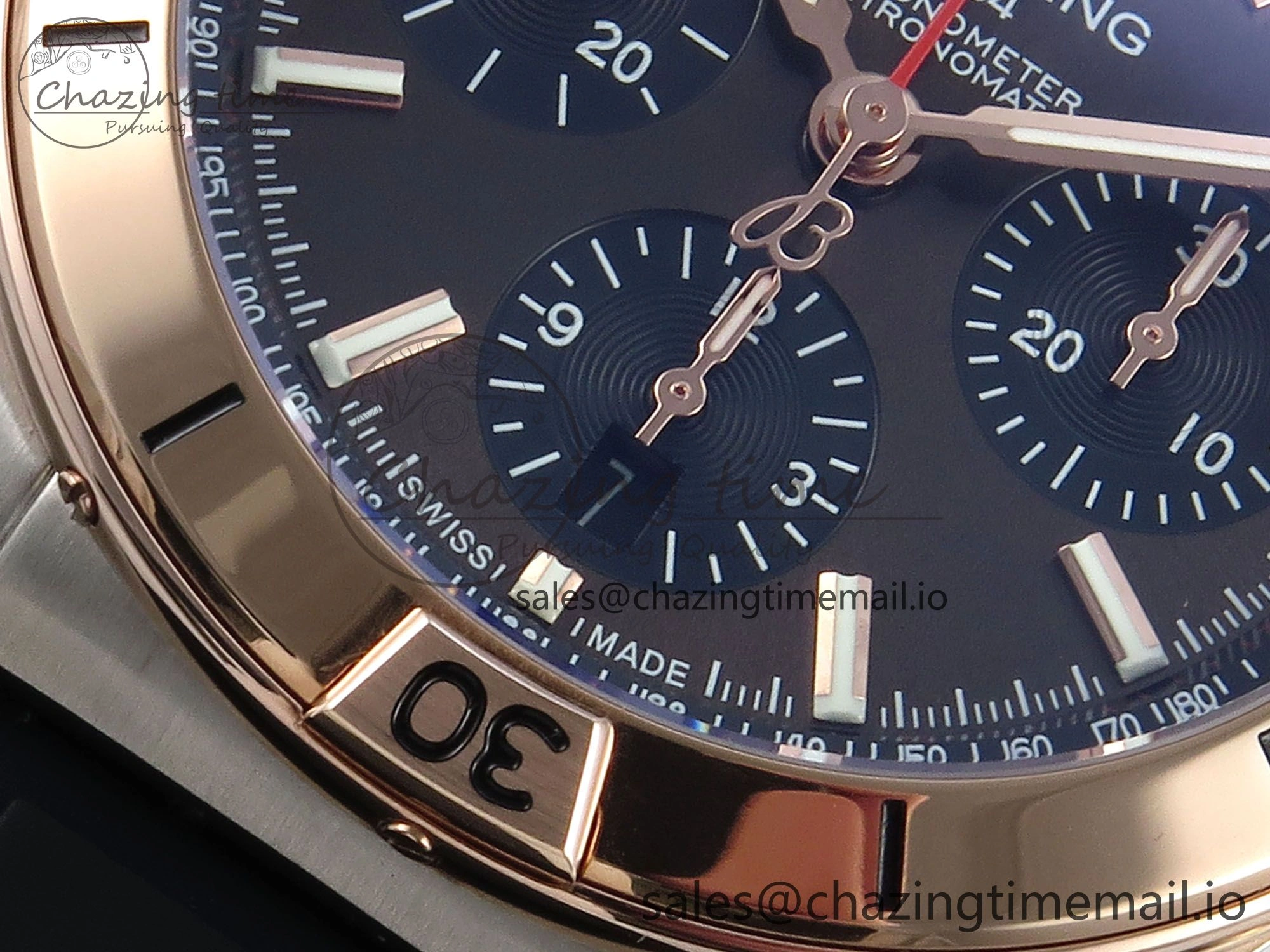 Chronomat B01 42mm SS RG TF 1:1 Best Edition Brown Dial on Black Rubber Strap A7750 V StreetReady 5454