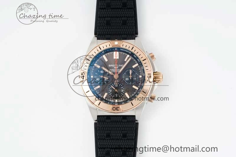 Chronomat B01 42mm SS RG TF 1:1 Best Edition Brown Dial on Black Rubber Strap A Reliable 5529