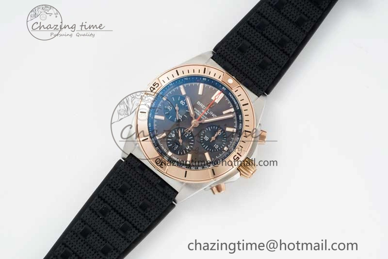Chronomat B01 42mm SS RG TF 1:1 Best Edition Brown Dial on Black Rubber Strap A Reliable 5529