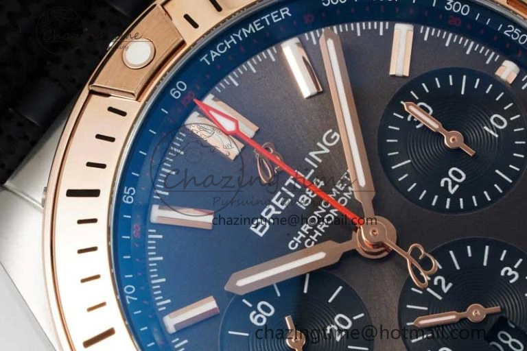 Chronomat B01 42mm SS RG TF 1:1 Best Edition Brown Dial on Black Rubber Strap A Reliable 5529