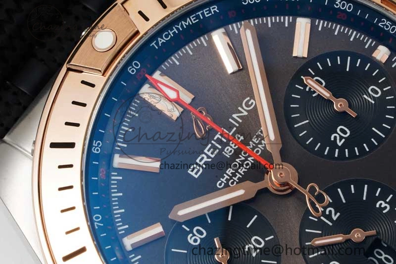 Chronomat B01 42mm SS RG TF 1:1 Best Edition Brown Dial on Black Rubber Strap A Reliable 5529