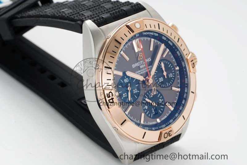Chronomat B01 42mm SS RG TF 1:1 Best Edition Brown Dial on Black Rubber Strap A Reliable 5529