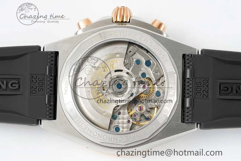 Chronomat B01 42mm SS RG TF 1:1 Best Edition Brown Dial on Black Rubber Strap A Reliable 5529