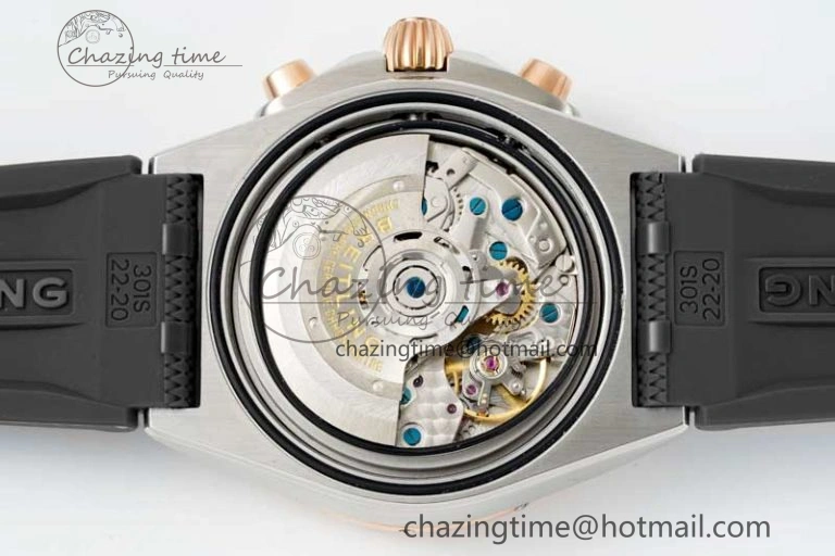 Chronomat B01 42mm SS RG TF 1:1 Best Edition Brown Dial on Black Rubber Strap A Reliable 5529