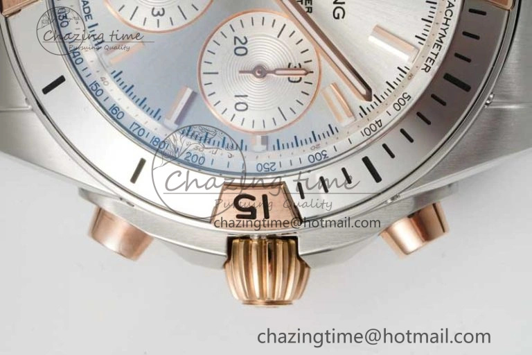 Chronomat B01 42mm SS RG TF 1:1 Best Edition Silver Dial on Black Rubber Strap A SmoothTexture 5536
