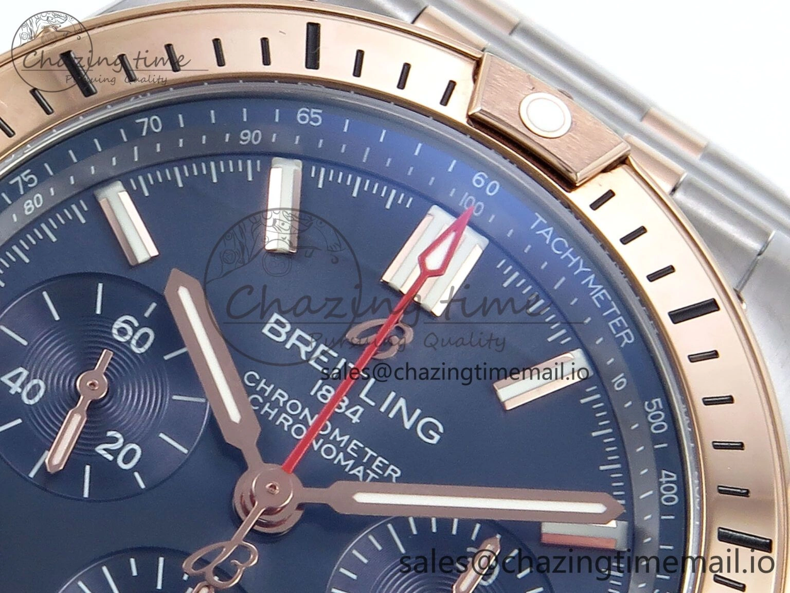 Chronomat B01 44mm SS RG TF 1:1 Best Edition Blue Dial RG Bezel on SS RG Bracelet A StreetReady 5459