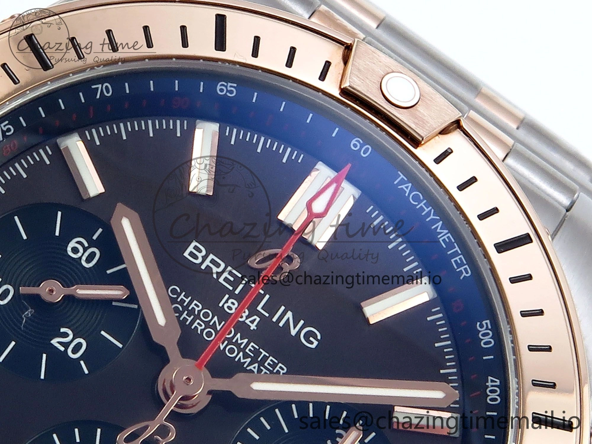 Modern Chronomat B01 44mm SS RG TF 1:1 Best Edition Brown Dial RG Bezel on SS RG Bracelet A 5462