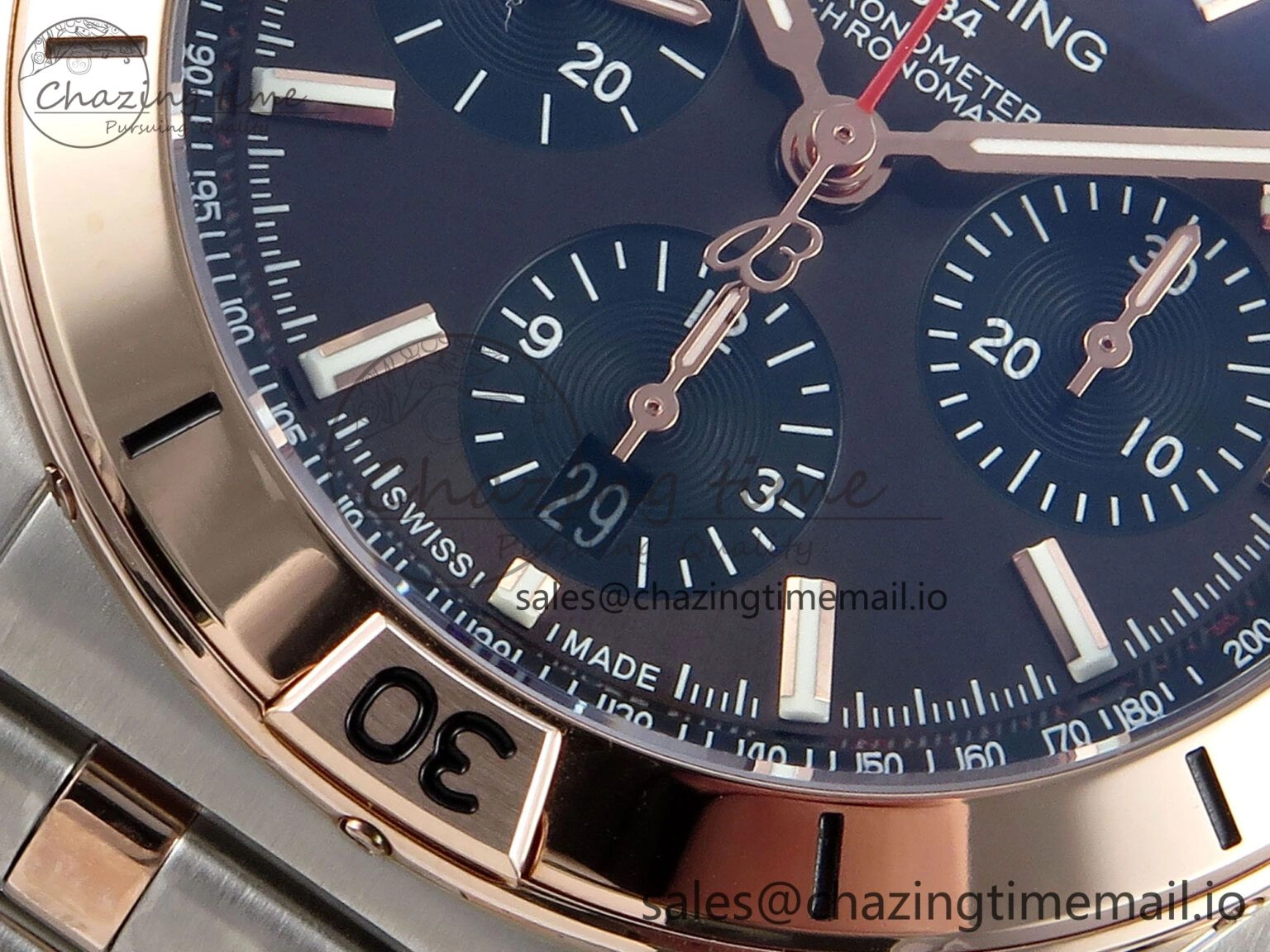 Modern Chronomat B01 44mm SS RG TF 1:1 Best Edition Brown Dial RG Bezel on SS RG Bracelet A 5462