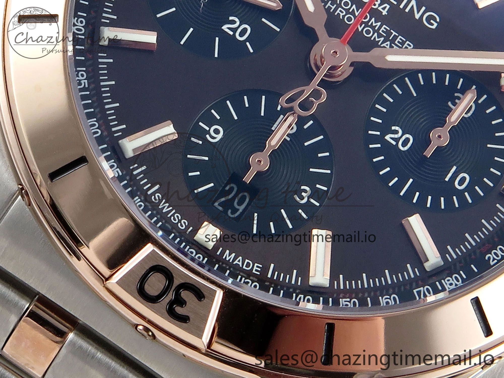 Modern Chronomat B01 44mm SS RG TF 1:1 Best Edition Brown Dial RG Bezel on SS RG Bracelet A 5462