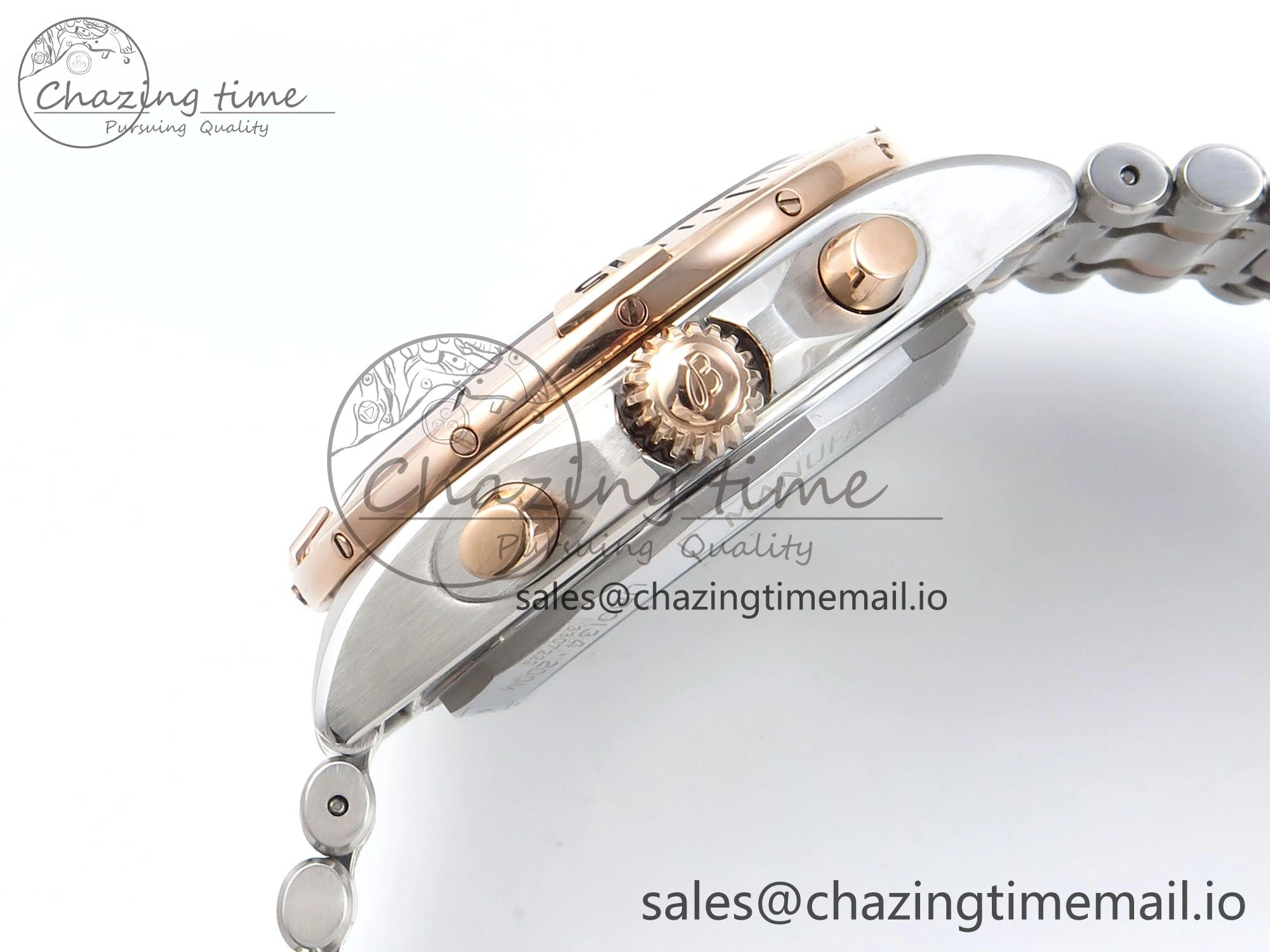 Modern Chronomat B01 44mm SS RG TF 1:1 Best Edition Brown Dial RG Bezel on SS RG Bracelet A 5462