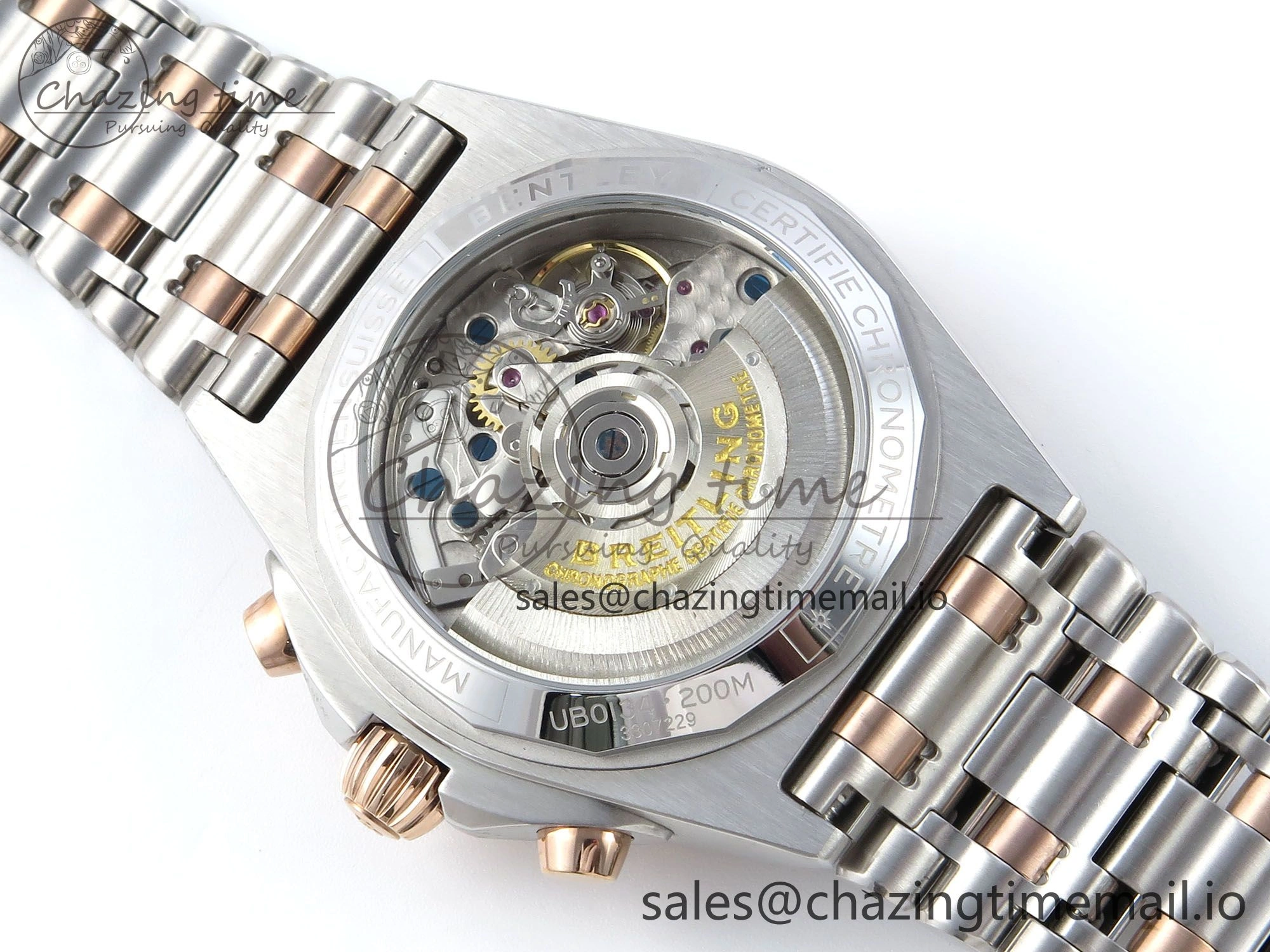 Modern Chronomat B01 44mm SS RG TF 1:1 Best Edition Brown Dial RG Bezel on SS RG Bracelet A 5462