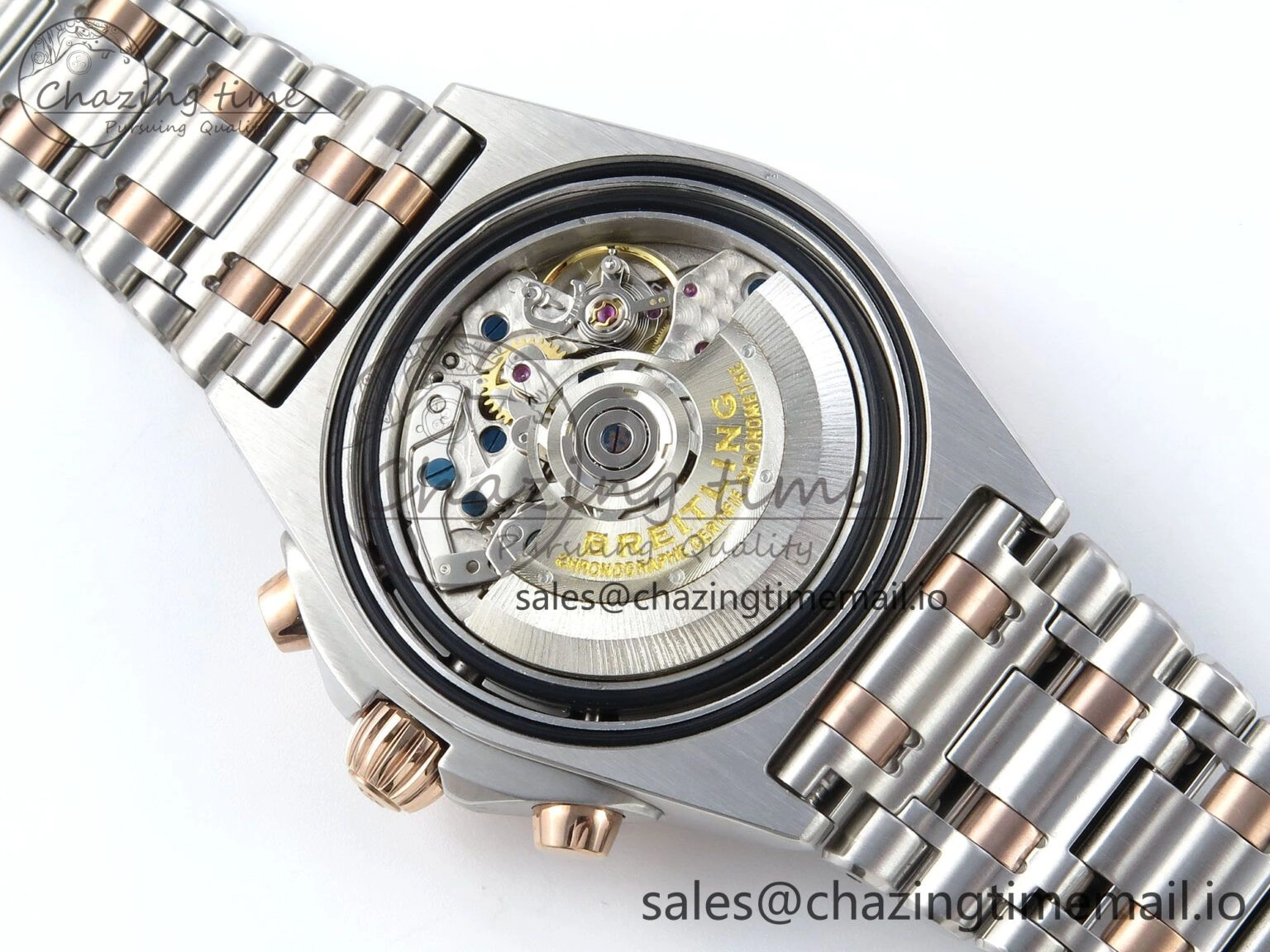 Modern Chronomat B01 44mm SS RG TF 1:1 Best Edition Brown Dial RG Bezel on SS RG Bracelet A 5462