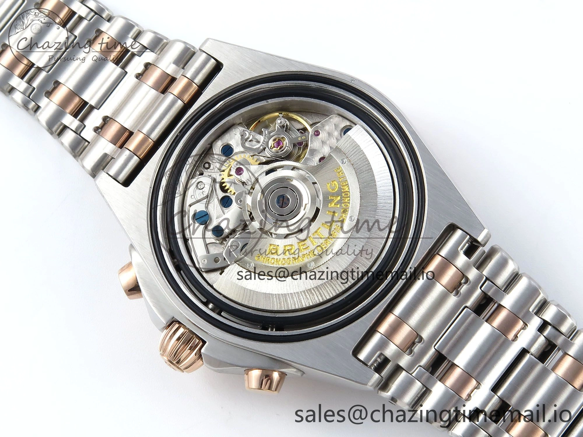 Modern Chronomat B01 44mm SS RG TF 1:1 Best Edition Brown Dial RG Bezel on SS RG Bracelet A 5462