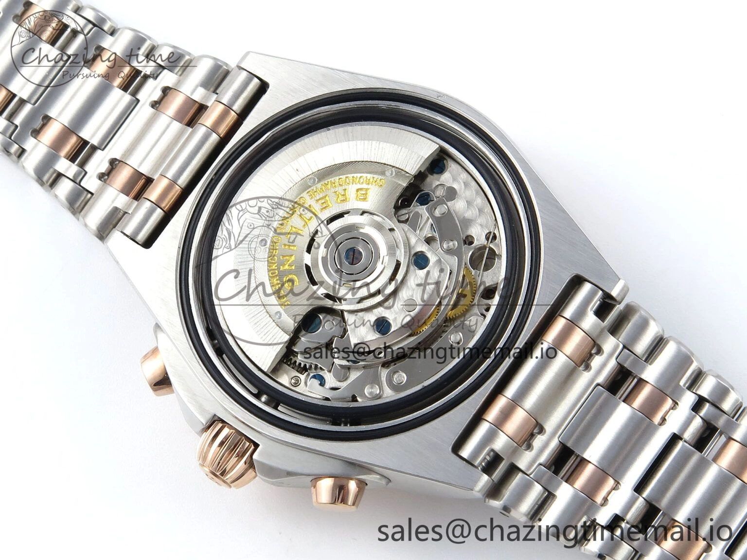 Modern Chronomat B01 44mm SS RG TF 1:1 Best Edition Brown Dial RG Bezel on SS RG Bracelet A 5462