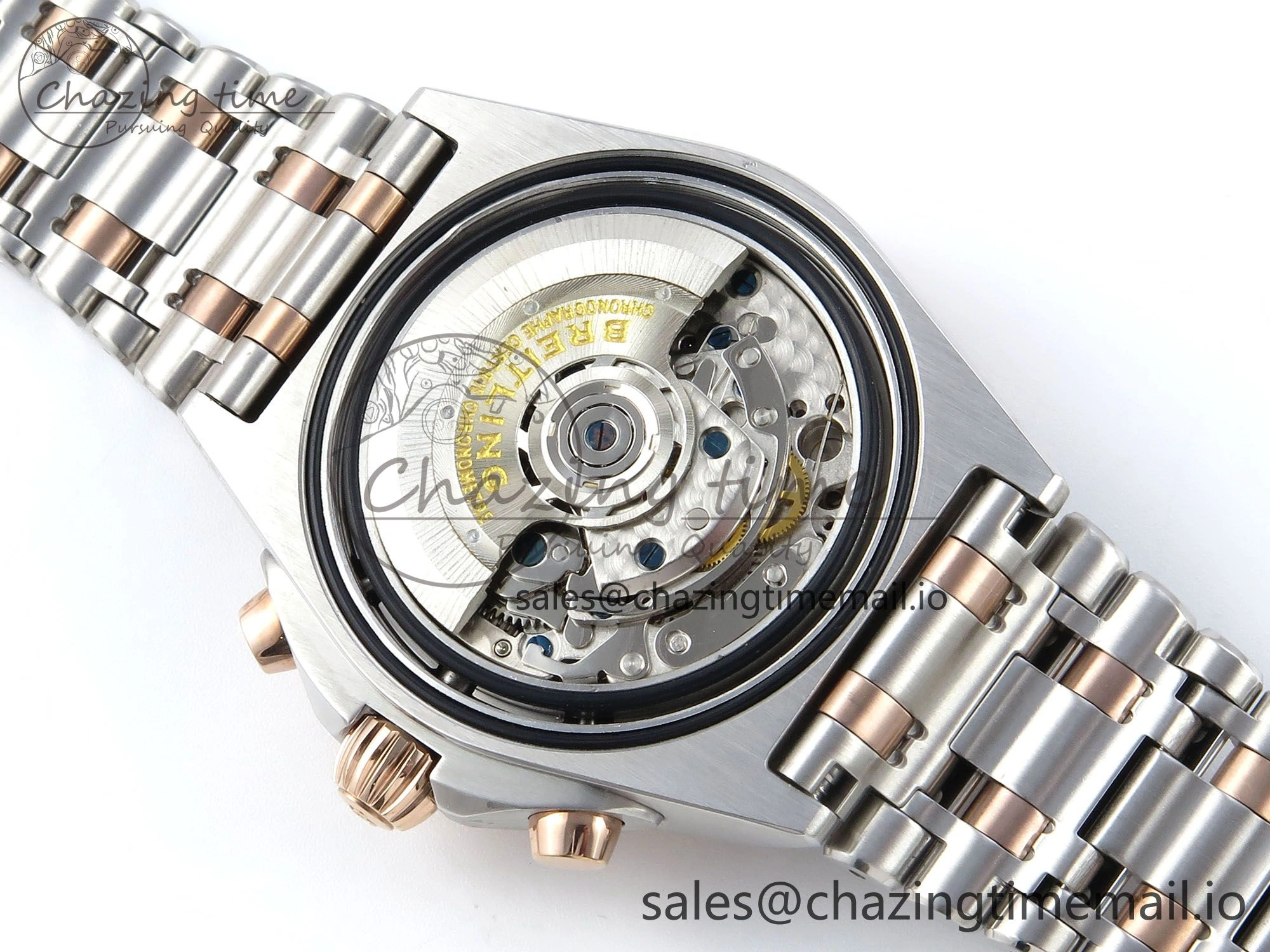 Modern Chronomat B01 44mm SS RG TF 1:1 Best Edition Brown Dial RG Bezel on SS RG Bracelet A 5462