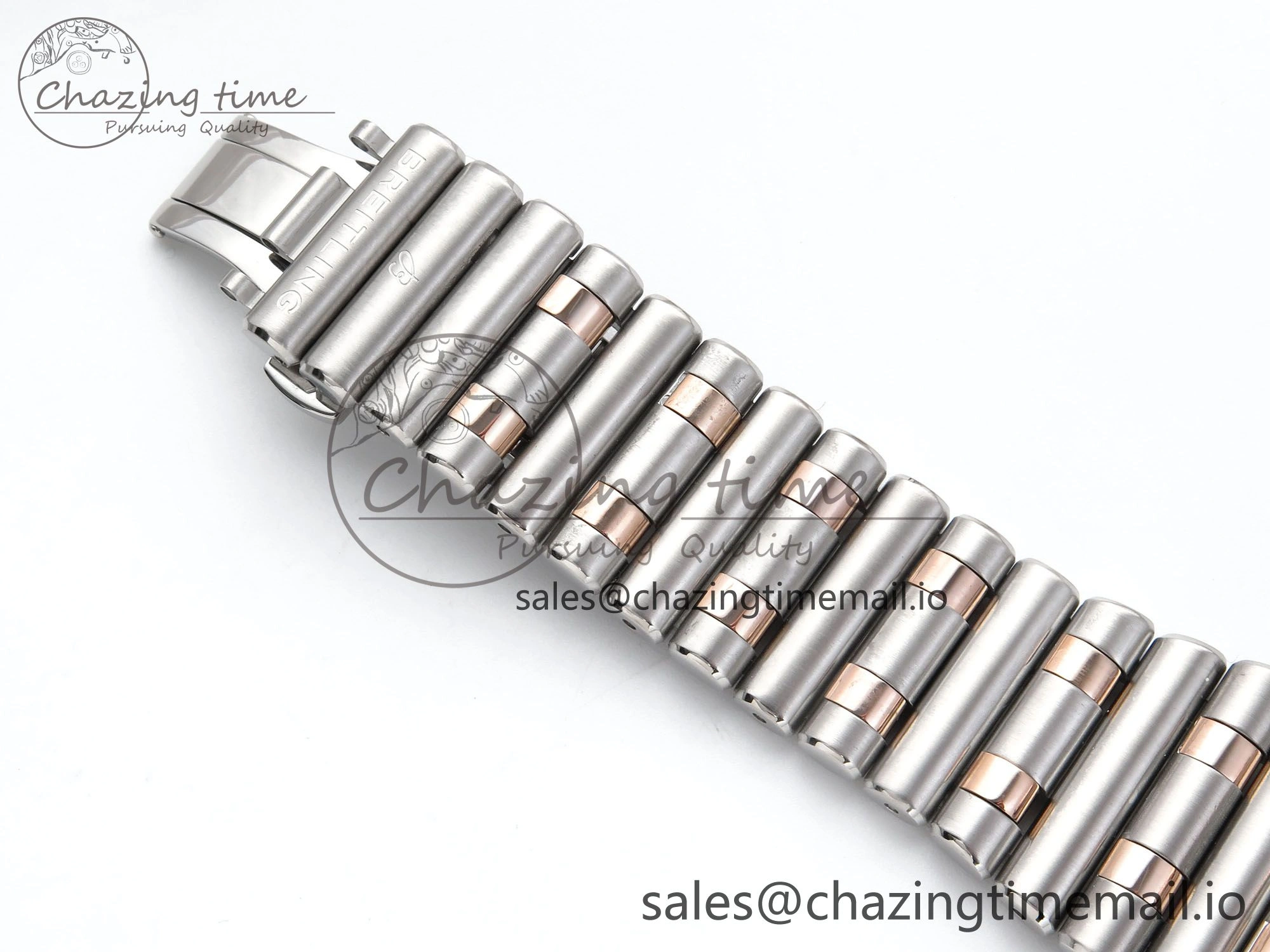 Modern Chronomat B01 44mm SS RG TF 1:1 Best Edition Brown Dial RG Bezel on SS RG Bracelet A 5462