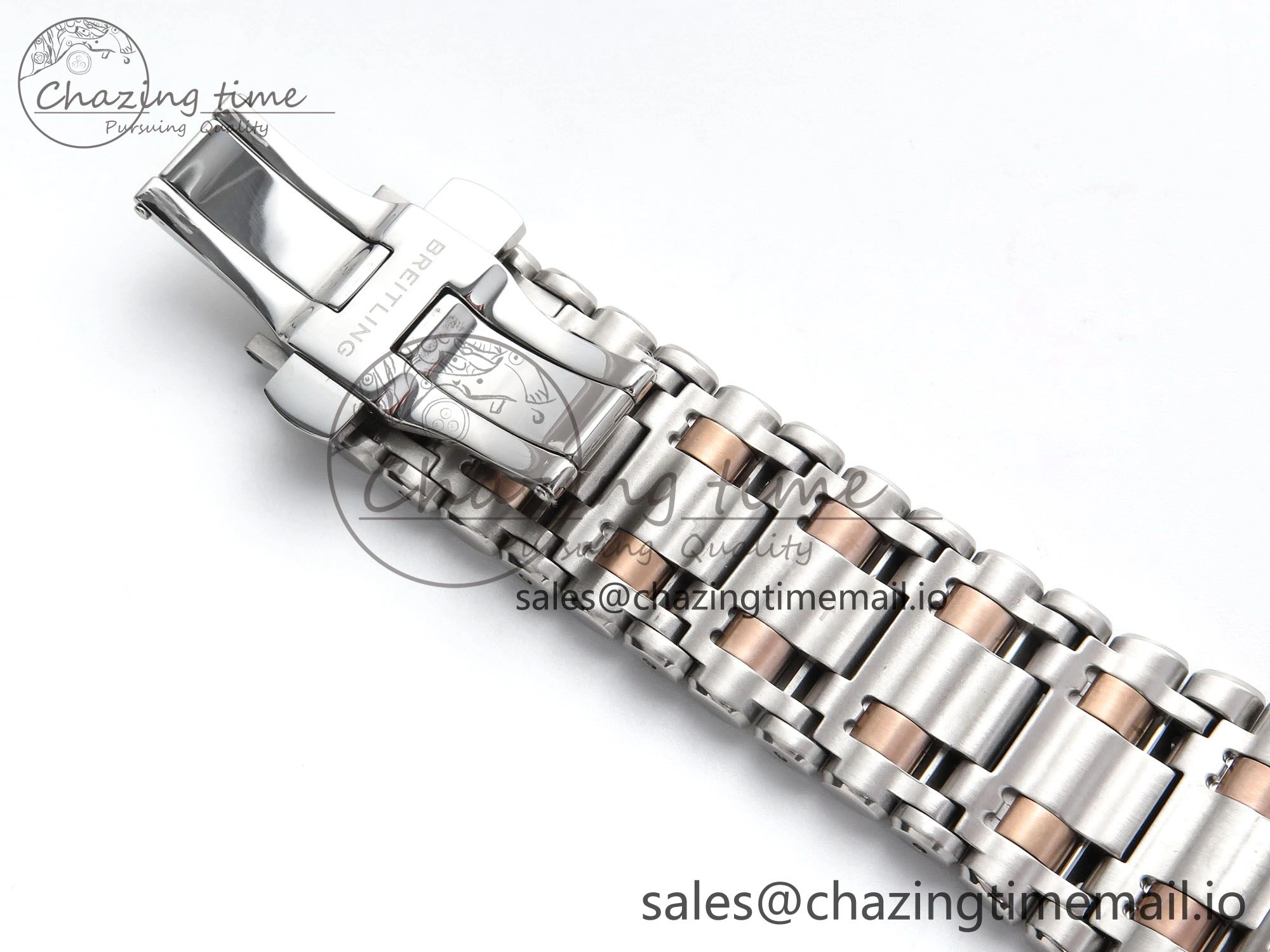 Modern Chronomat B01 44mm SS RG TF 1:1 Best Edition Brown Dial RG Bezel on SS RG Bracelet A 5462
