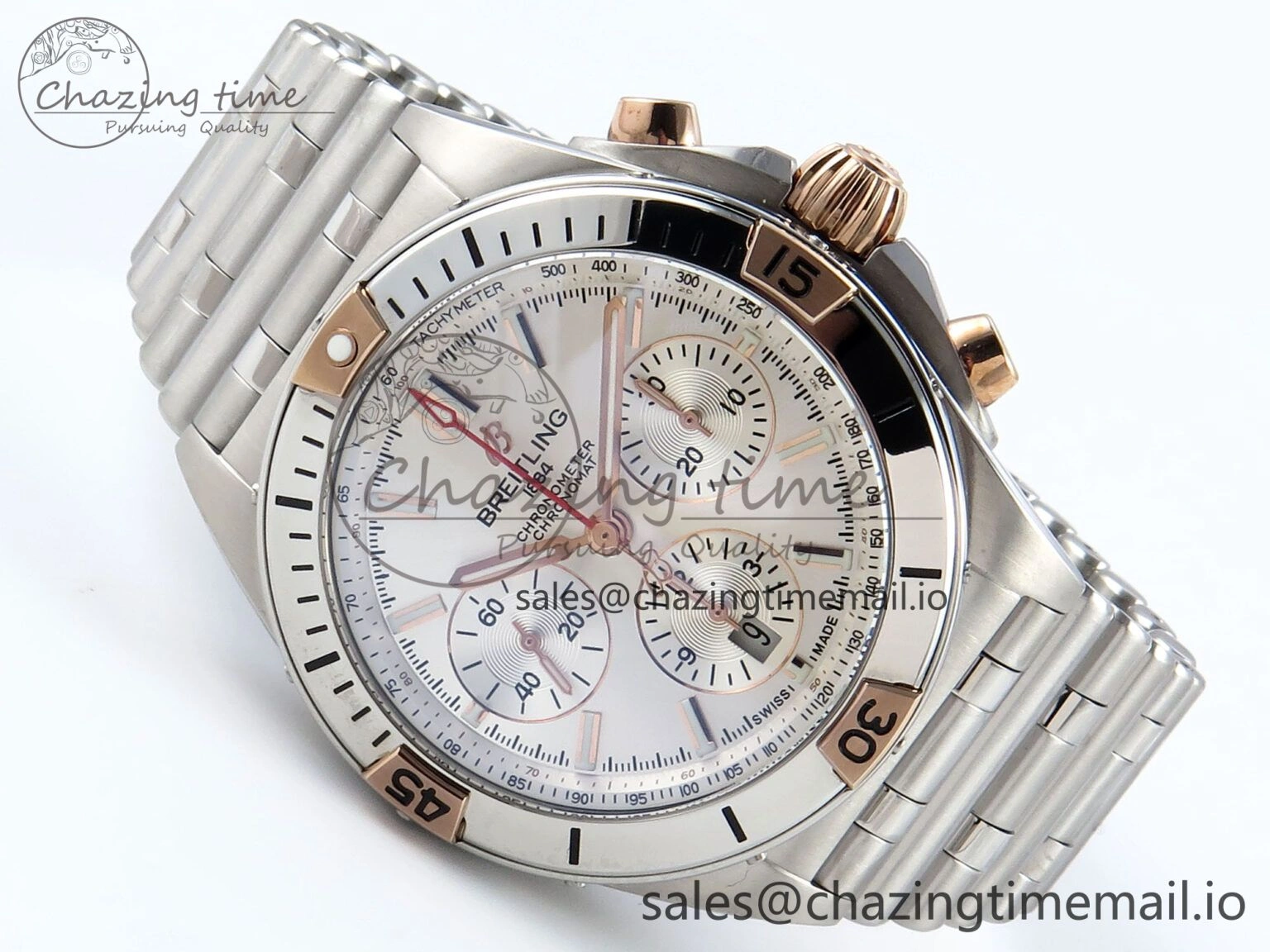 Durable Chronomat B01 44mm SS RG TF 1:1 Best Edition Silver Dial on SS Bracelet A 5461