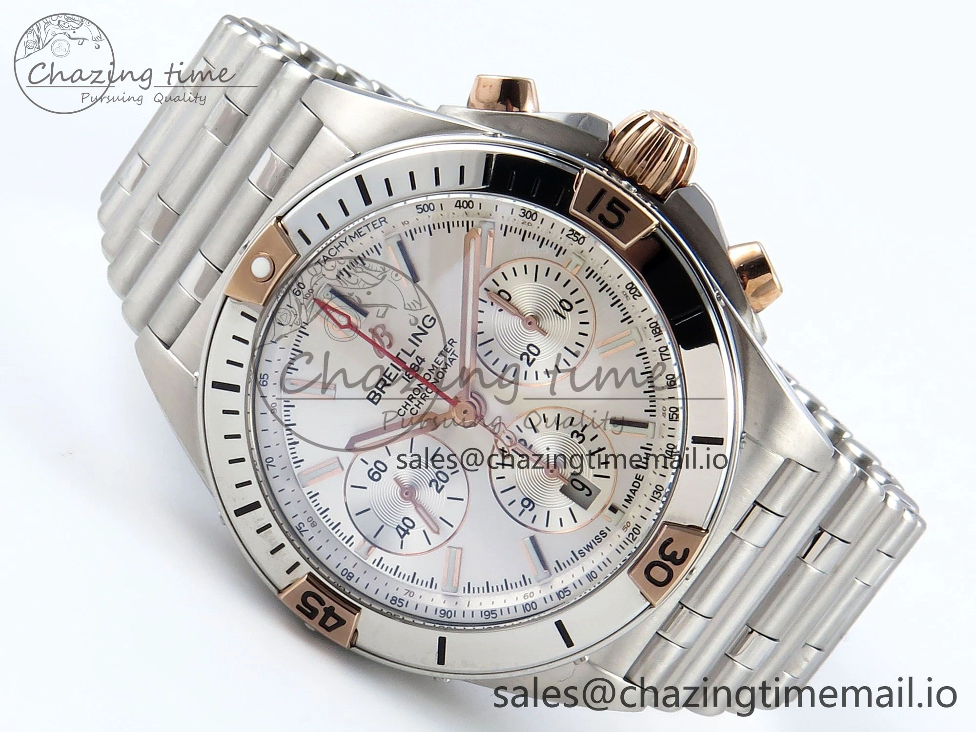 Durable Chronomat B01 44mm SS RG TF 1:1 Best Edition Silver Dial on SS Bracelet A 5461