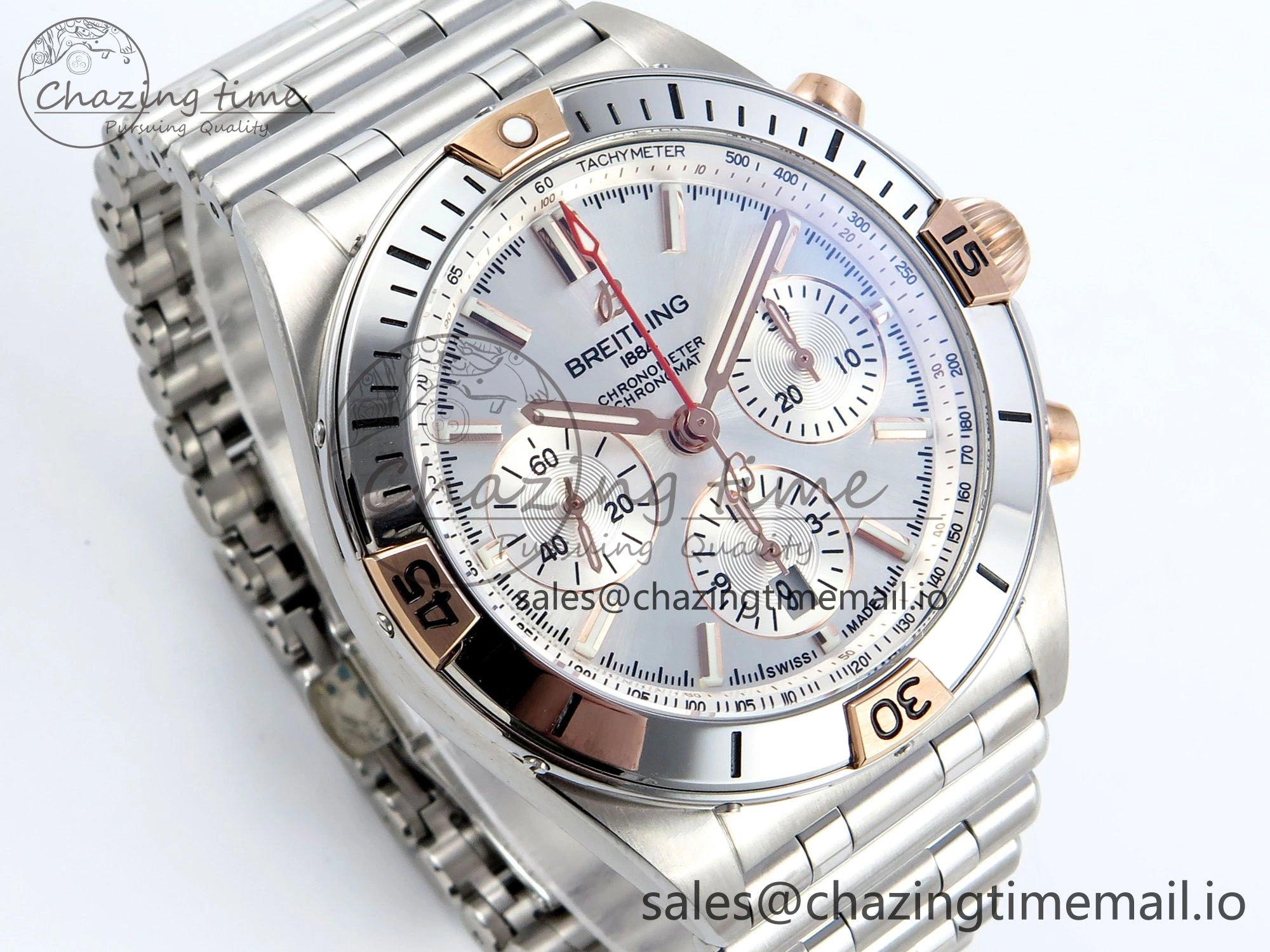 Durable Chronomat B01 44mm SS RG TF 1:1 Best Edition Silver Dial on SS Bracelet A 5461