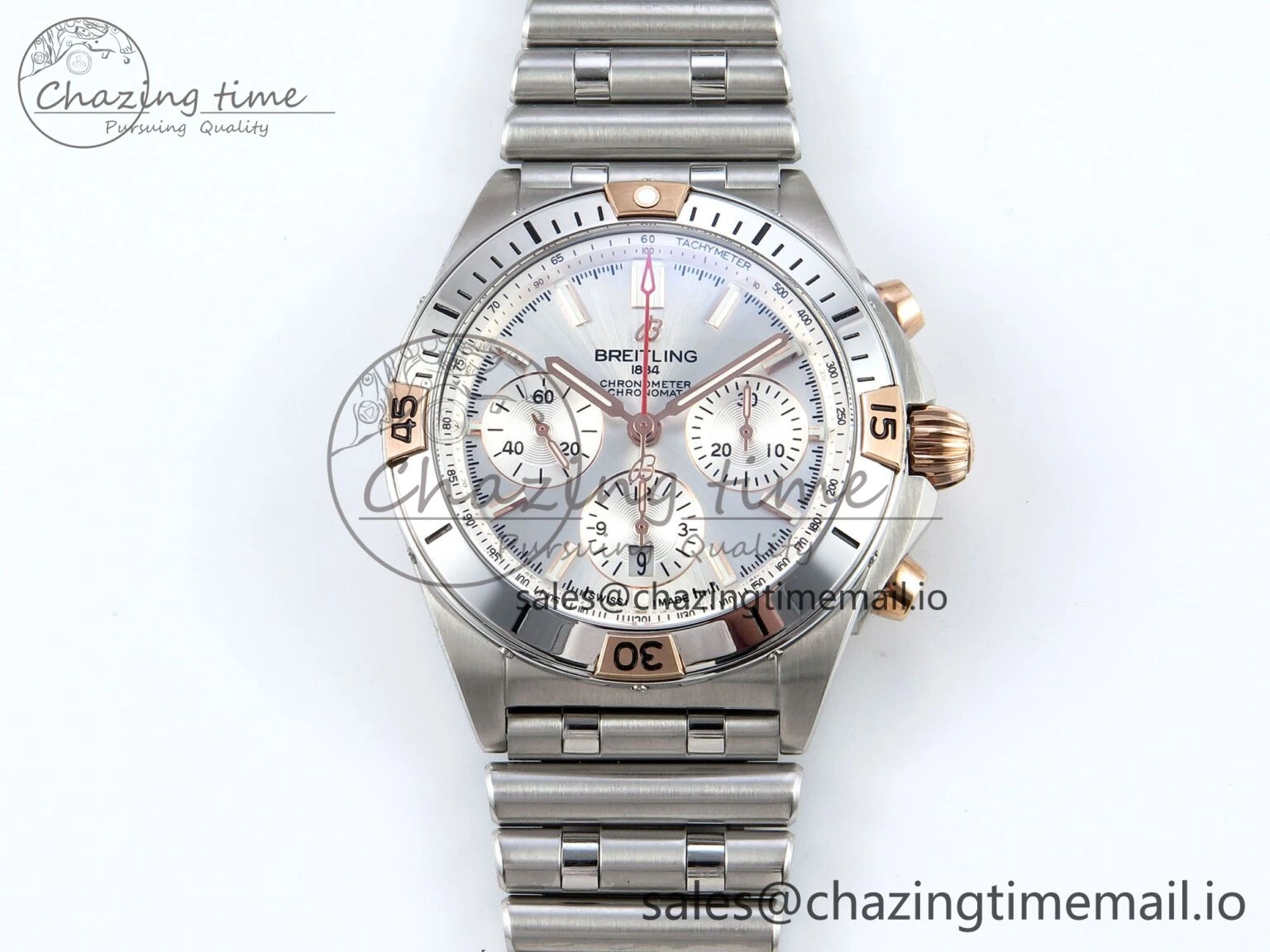 Durable Chronomat B01 44mm SS RG TF 1:1 Best Edition Silver Dial on SS Bracelet A 5461