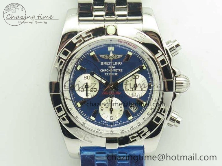 Colorful Chronomat B01 AB0110 Chrono SS GF 1:1 Best Edition Blue Dial On SS Bracelet A 5652