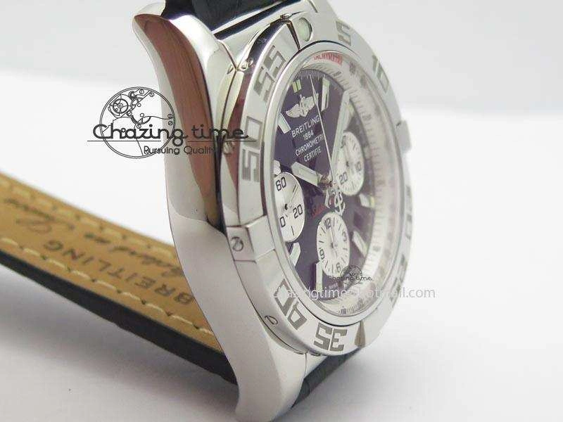 Chronomat B01 Chrono SS JF 1:1 Best Edition Black Dial On Black Leather Strap A Sustainable 5772
