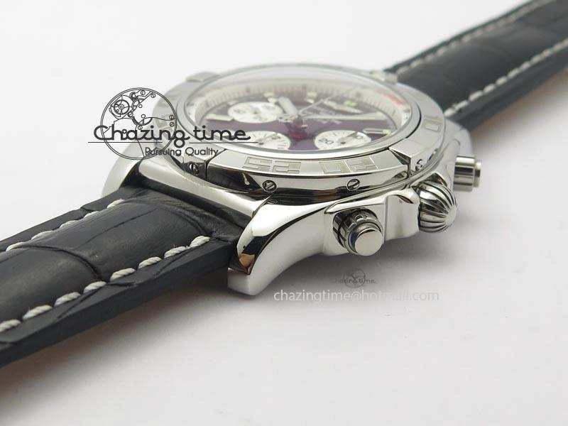 Chronomat B01 Chrono SS JF 1:1 Best Edition Black Dial On Black Leather Strap A Sustainable 5772
