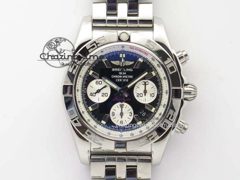 Chronomat B01 Chrono SS JF 1:1 Best Edition Black Dial On SS Bracelet A EyeCatching 5771