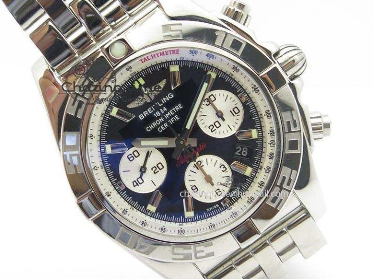 Chronomat B01 Chrono SS JF 1:1 Best Edition Black Dial On SS Bracelet A EyeCatching 5771
