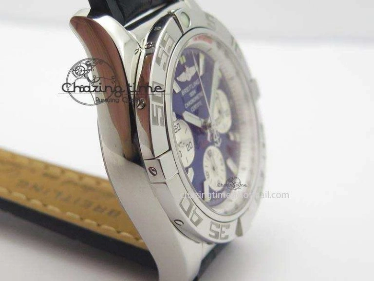 Chronomat B01 Chrono SS JF 1:1 Best Edition Blue Dial On Black Leather Strap A Durable 5774